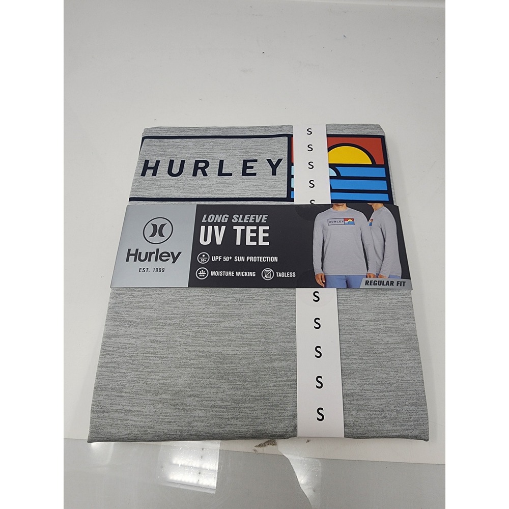 Hurley Mens Long Sleeve UV Tee Gray Polyester Blend Athletic Size Small